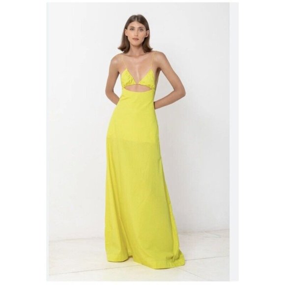 SWF Cut Out A Line Maxi Dress Limone Yellow - Picture 1 of 5